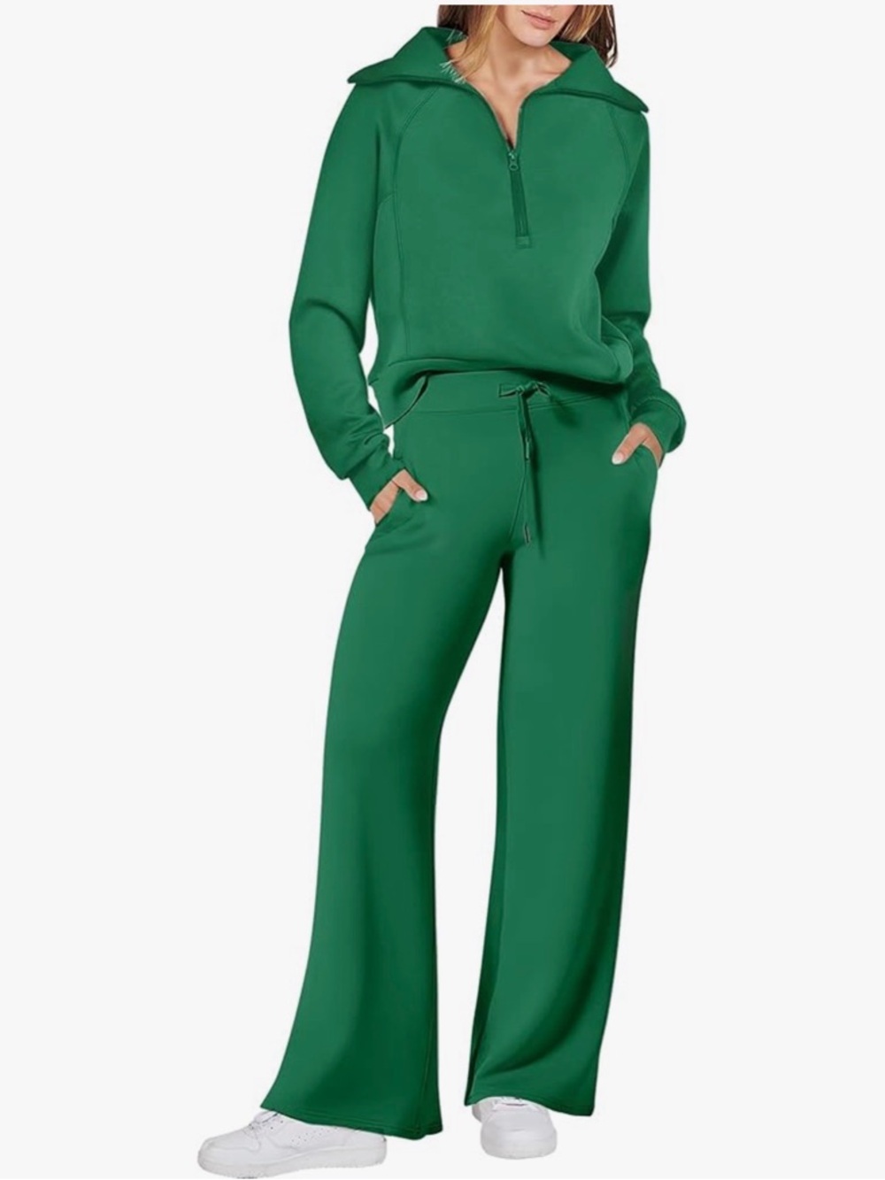XXL green quarter zip top and pants